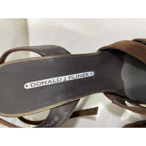 Donald J. Pliner Queta S1 Brown Suede Ankle Strap Wedge Heels Sz 9M - Picture 3 of 12
